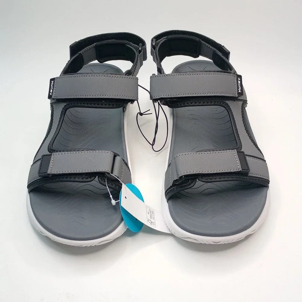 Hurley Oceanside Sport Sandals Men Size 10 Grey Black Strappy 1961927